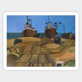 Dungeness Beach Fishing Boats Kent Magnet